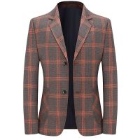 ZZOOI Formal Suit Mens 2023 Spring and Autumn New Mens Smart Casual Classic Plaid Non-iron Slim Fit Blazer Jacket