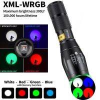 4 in 1 Multicolor Flashlight  Red Green Blue White RGBW Flashlight  Single Mode 4 Color LED Flashlight Torch for Night Rechargeable  Flashlights