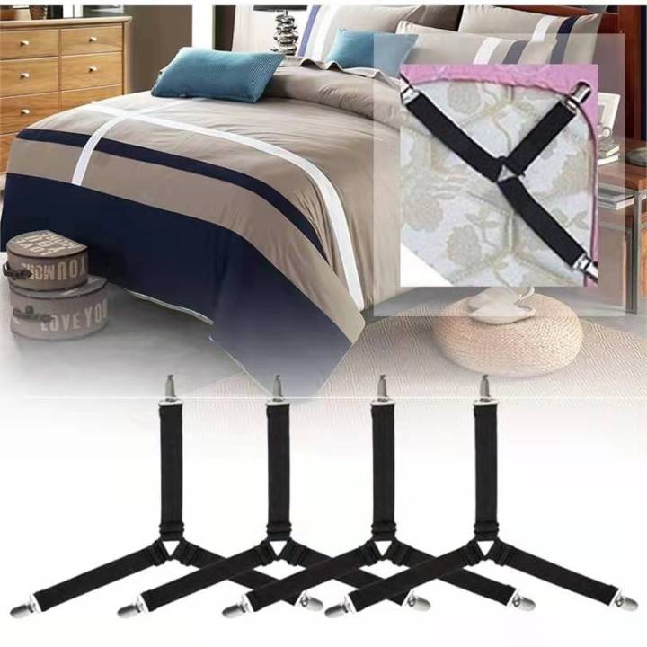 4pcs/set Adjustable Bed Sheet Fasteners, Elastic Bed Sheet Grippers,  Mattress Pad Corner Clips