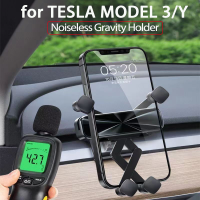 Noiseless Gravity รถผู้ถือศัพท์ศัพท์มือถือสำหรับ Tesla รุ่น3 Y 2019-2021 2022สนับสนุน Mount Vent คลิปอุปกรณ์เสริม