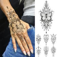 Waterproof Temporary Tattoo Sticker Butterfly Lotus Lace Henna Flower Flash Tatto Women Men Hand Painted Body Art Fake Tattoos Stickers