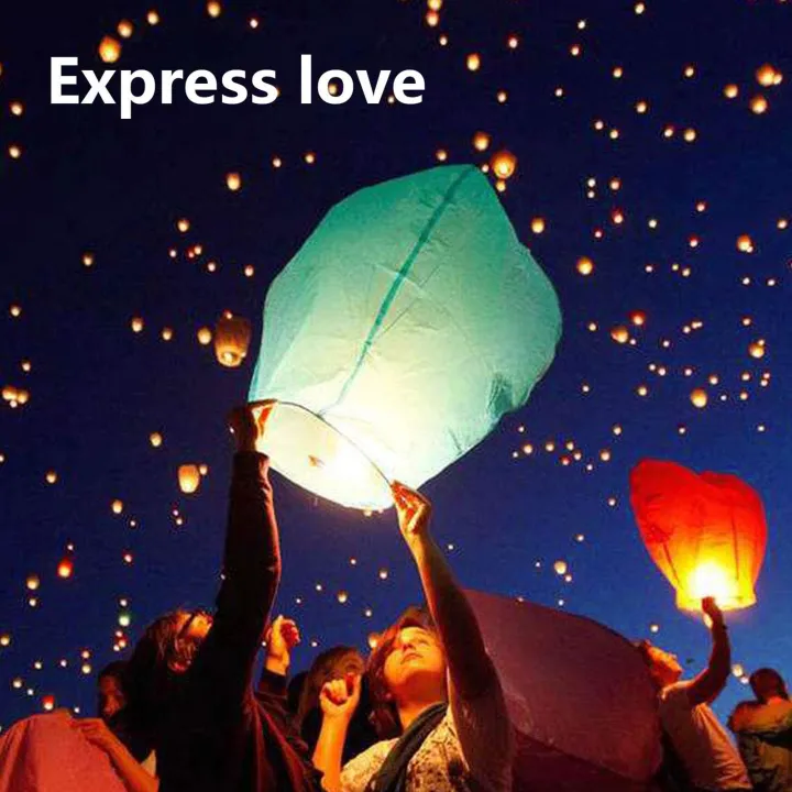 【hot】 Flying Wishing Paper Lanterns Biodegradable Eco Friendly 10 Pack