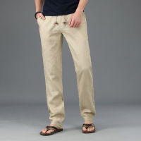 Full Length Pants for Men Summer 100 Pure Linen Loose Thin Casual Male Flax Trousers Elastic Waist Breathable Red Pants M-4XL