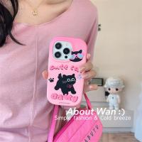 เคสไอโฟนน่ารัก ภาพประกอบการ์ตูนแมวดำญี่ปุ่นและเกาหลีเหมาะสำหรับเคสโทรศัพท์มือถือ 14promax iPhone13 Apple 12/11 ใหม่