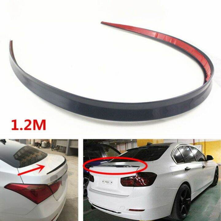120cm Car Rear Roof Trunk Spoiler Rear Wing Lip Trim Sticker Black Soft