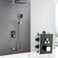 BAKALA Thermostatic Bathroom Shower Faucet Set Rain Waterfall Bathtub Shower System Mixer Tap Wall Mounted Button Tap~