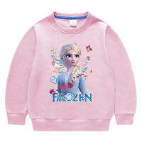 Frozene Annas Elsas แขนยาวฤดูใบไม้ผลิและฤดูใบไม้ร่วงเสื้อผ้าเด็กเสื้อยืดสำหรับหนุ่มๆสาวๆกีฬา2-9ปีเสื้อยืดคลุมด้วยผ้าผ้าฝ้าย100% ด้านบนรอบคอเด็กของ