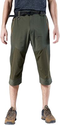Tuliqiong Mens Outdoor Hiking Tooling Shorts 3/4 Beach Cropped Pants Lightweight and Quick-Drying