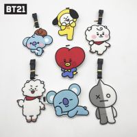 【DT】 hot  Kawaii Line Friends Bt21 Anime Hobby Tata Chimmy Luggage Tag Boarding Pass Pvc Soft Rubber Suitcase Travel Tag Bag Accessories