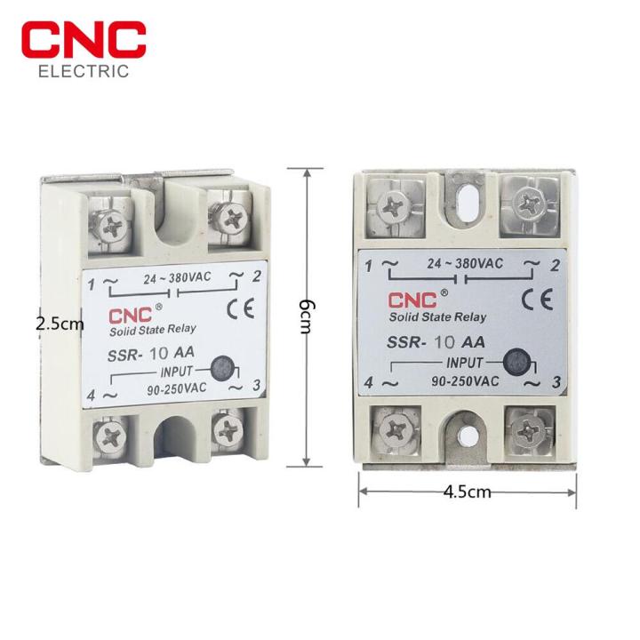 cnc-solid-state-relay-ssr-25aa-40aa-ac-ควบคุม-ac-เปลือกสีขาวเฟสเดียวพร้อมฝาครอบพลาสติกอินพุต90-250v-เอาต์พุต24-380v