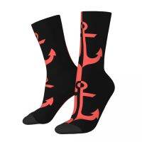 Autumn Winter Crazy Design Mens Womens Nautical Coral Black Anchor Socks Non-slip Basketball Socks Socks Tights