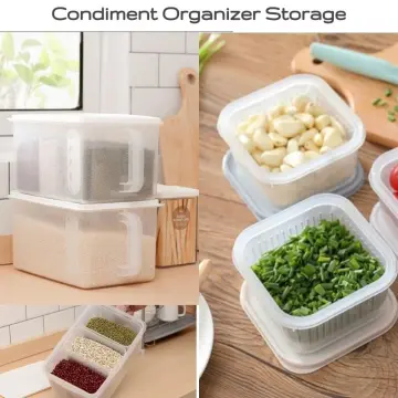 Refrigerator Storage Box Vegetable Fruit Storage Box Fridge Organizer Onion  Ginger Crisper Sealed Microwavable Food Container