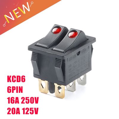 16A 6PIN KCD6 250V 20A 125V คู่ไฟสวิตช์เปิดปิดเปิด-ปิด KCD6ไฟปุ่มเรือสวิทช์ไฟ