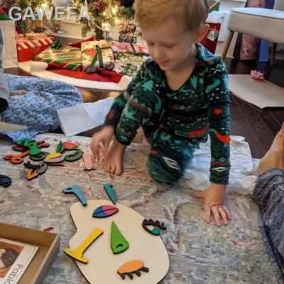 ความต้านทาน♚Mainan Puzzah Wajah Montessori Kayu Seni Pendidikan Prasekolah Abstrak Picasso Pajah Permainan Seni Imajinasi Berkembang