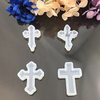 1Pc 4 Cross Shape Pendant Transparent Silicone DIY Crystal Epoxy Gel Silicone Mold Without Hole Pendant Mold Bread Cake  Cookie Accessories