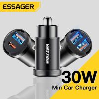 Essager ที่ชาร์จแบตในรถชาร์จเร็ว30W USB C,สำหรับ Xiaomi iPhone 14 13หัวเว่ย Oneplus Poco3 Redmi Type C เครื่องชาร์จโทรศัพท์ในรถเบา