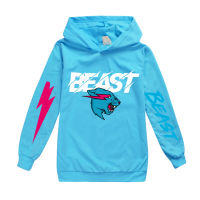 Mr Beast เสื้อกันหนาวมีฮู้ด Lightning,เสื้อสเวตเตอร์มีฮู้ดแขนยาวพิมพ์ลายแมวสำหรับเด็กผู้ชายเด็กผู้หญิงเสื้อกันหนาวลำลอง1210XX