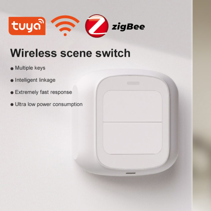 Gang Tuya Wifi Zigbee Wireless Scene Switch Push Button Controller Battery Powered