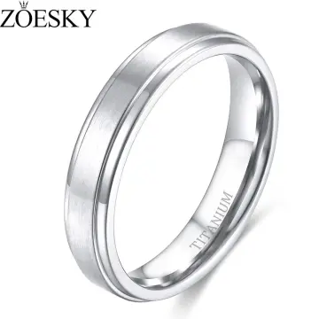 Matte silver mens wedding on sale band