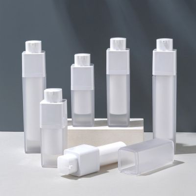 1PCS 15ml 30ml 50ml Airless Pump Cosmetic Container Frosted Double-layer Thickened Square Lotion Empty Airless Bottle