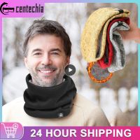 ⊕ Solid Cashmere Plush Warm Winter Ring Scarf Women Men Knitted Full Face Mask snood Neck Scarves Thick Muffler 2023 New