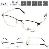 ?กรอบแว่นตา GEZE METAL รุ่น YC8147-C3 เต็มกรอบสีน้ำตาลทอง Vintage โลหะ น้ำหนักเบา ใส่สบาย  ?ใส่ได้ทั้งหญิง-ชาย (บริการตัดเลนส์สายตาราคาถูก)