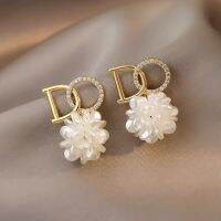 [Gnker] Trend Simulation Pearl Long Earrings Female Flowers Fashion Wedding Pendant Earrings Korean Crystal Jewelry Earrings