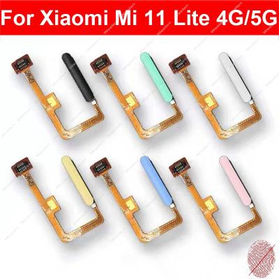 ลายนิ้วมือเซนเซอร์ Flex Cable สําหรับ Xiaomi Mi 11 Lite Mi 11lite 4G / 5G Power Home Button ลายนิ้วมือ เซนเซอร์ Flex Ribbon No Touch ID