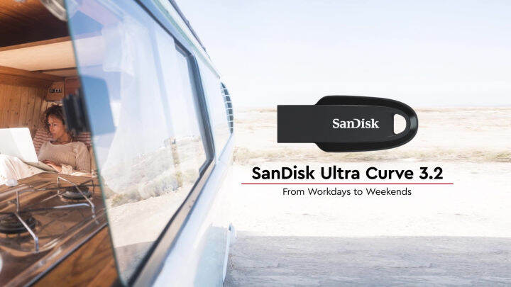 SanDisk Ultra Curve 128GB USB Flash Drive - USB 3.2 Gen 1 With Lanyard Bundle, 100MB/s Transfer Speed