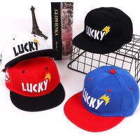 [ในสต็อก] ตัวอักษร LUCKY Kid S Boy S Girl S Cotton Snapback หมวกเบสบอลหมวก Hip Hop Colorblock แฟชั่นอินเทรนด์