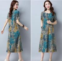 พร้อมส่งจากไทยZASHION ชุดเดรสแขนสั้นผ้าลินิน Printed Stylish Linen Dress