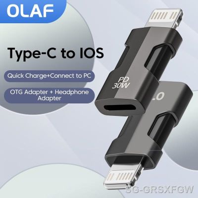 Olaf PD 30W OTG Adapter for iPhone 14 13 12 11 Fast charging Lightning Male To Type C Female Earphone U Disk Adaptador For iOS