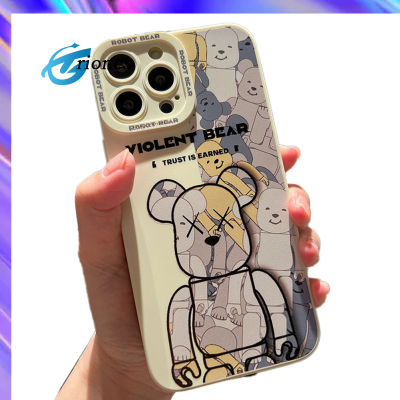 ลายหมีการ์ตูนเคสโทรศัพท์กันกระแทกซิลิโคนแบบนิ่มใช้ได้กับ Iphone 14 13 12 11ซีรีส์