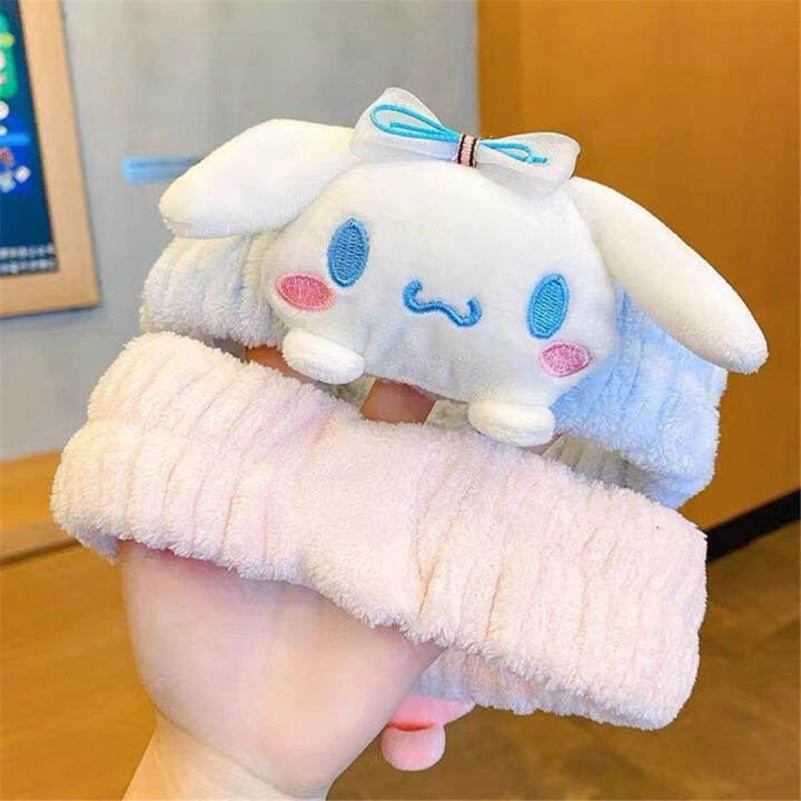 sanrio-mymelody-kuromi-cinnamorol-headband-hair-accessories-plush-hairband-cartoon-hairband-cute-shampoo-hair-band