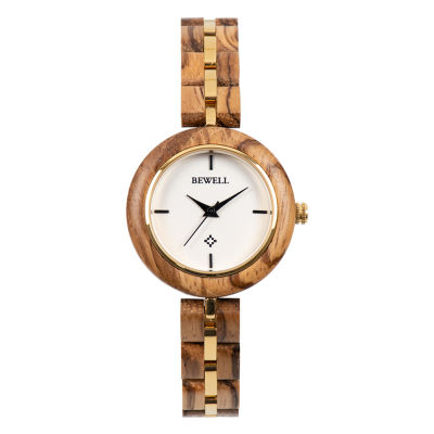 Xinsu BEWELL ผู้หญิงนาฬิกาข้อมือสายเหล็กไม้นาฬิกาควอตซ์ไม้มีสไตล์นาฬิกาข้อมือกันน้ำ