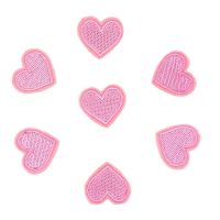 20pcs/lot Embroidered Pink Heart-shaped Patches Iron On Small Love Heart Stickers DIY Fabric Appliques for Baby Girls Clothes Haberdashery