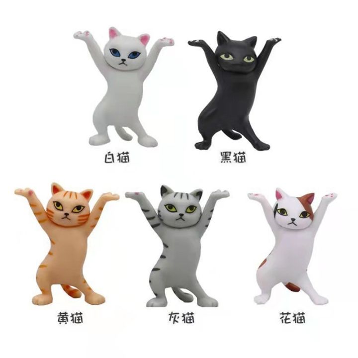 5-sets-of-cute-dancing-weightlifting-cat-pen-holder-handheld-ornaments-children-39-s-creative-cartoon-doll-toys