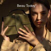 BeauToday Vintage Handbags Women Suede Leather Elegant Solid Hand Carry Falp Pocket Ladies Simple Tote Bag Handmade 61007 Cross Body Shoulder Bags