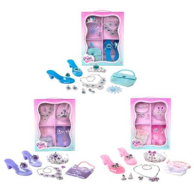 Princess Dress up Shoes Set Princess Role Play Shoes Jewelry Collection Set Tiara Crown Earrings Necklaces Handbag Role Play Shoes Set benefit