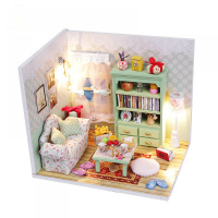 3D Wooden DIY Mini Dollhouse kit Miniature Furniture bed piano accessories doll house for dolls Girls boys room with Dust Cover