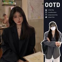 Uniqlo 2023 New Fashion version High-end street small suit jacket for women 2023 new spring and autumn small temperament black suit oversize