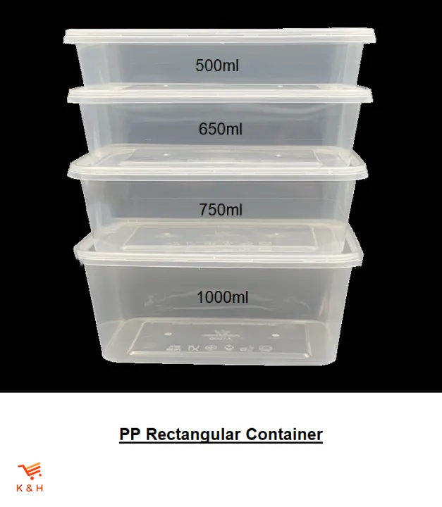 Pp Rectangular Container Pp Microwavable Injection Container Food Container 500 650 750 1000ml Tupperware Lazada