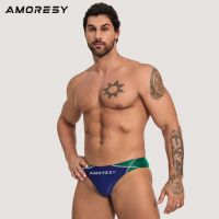 AMORESY Oceanus Series Trendy Japanese Triangle Pants เอวต่ำยกสะโพกมันวาวรัดรูปกางเกงว่ายน้ำบางเฉียบ