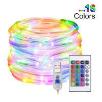 16 Colors Changing USB LED Rope Lights 4 Modes Tube Light with Remote String Lights Outdoor Waterproof for Christmas Party Decor