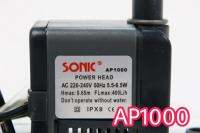 SONIC ปั๊มน้ำ AP1000 กำลังปั๊ม 400 L/Hr กำลังไฟ 6.5W ปั๊มน้ำได้สูงประมาณ 0.65 M ทนทาน ไม่กินไฟ เหมาะสำหรับตู้ปลา ขนาด 16  และ 18