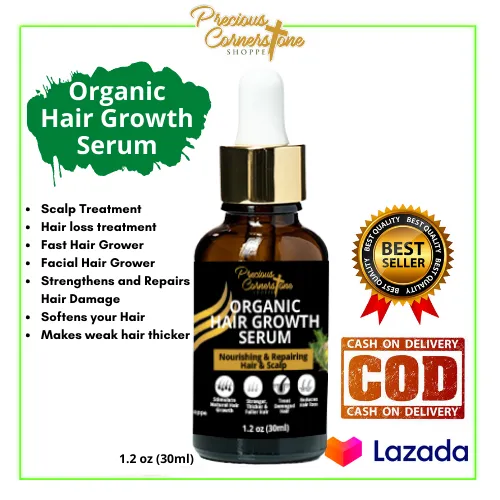 PCS Organic Hair Growth Serum 30ml Hair and Scalp Treatment, with Ginger EO  and Rosemary EO