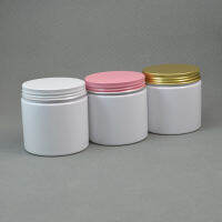 30pcs 7oz White Plastic Cosmetic Jar Serum Bottle Pink Gold Screw Aluminum Cap 200g Screw Top Bath Salt Containers