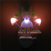 New creative cute cartoon energy-saving light control sensor night light color-changing rabbit head mushroom lamp