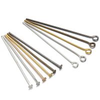 200pcs Flat Head Pins 18 20 25 30 35 40mm Eye Pins Rod Findings For Diy Jewelry Making Beading Connector Accessories Supplies Beads