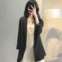 Blogger female suit three-quarter sleeve net red chiffon temperament thin suit jacket Korean version loose medium and lo